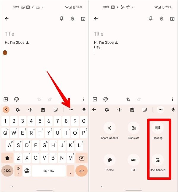 Режимы клавиатуры Gboard