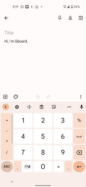 Цифровая клавиатура Gboard