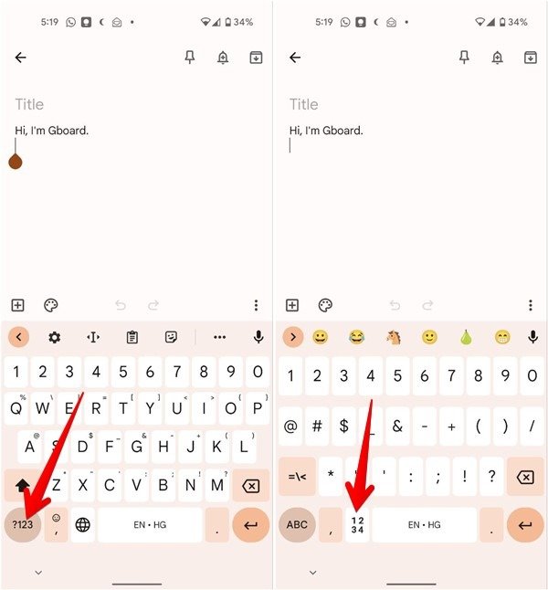 Номера Gboard