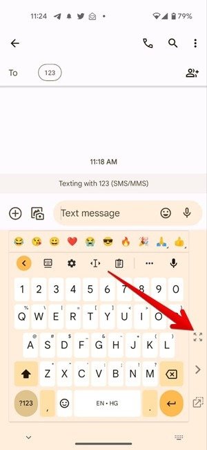 Режим одной руки Gboard выключен