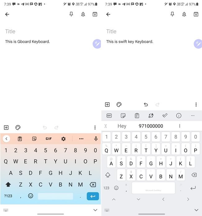 Доступна клавиатура Gboard, Swiftkey и Samsung