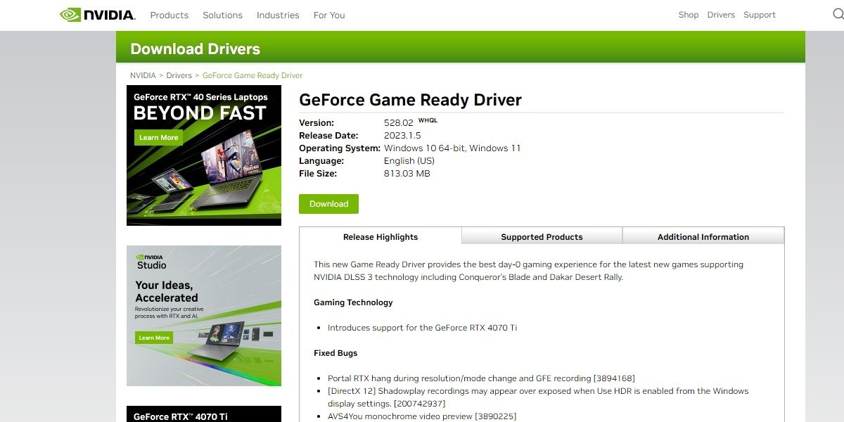 Скачать драйвер для GeForce.