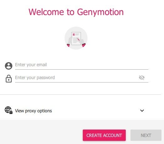 Genymotion Win10 Создать учетную запись 1