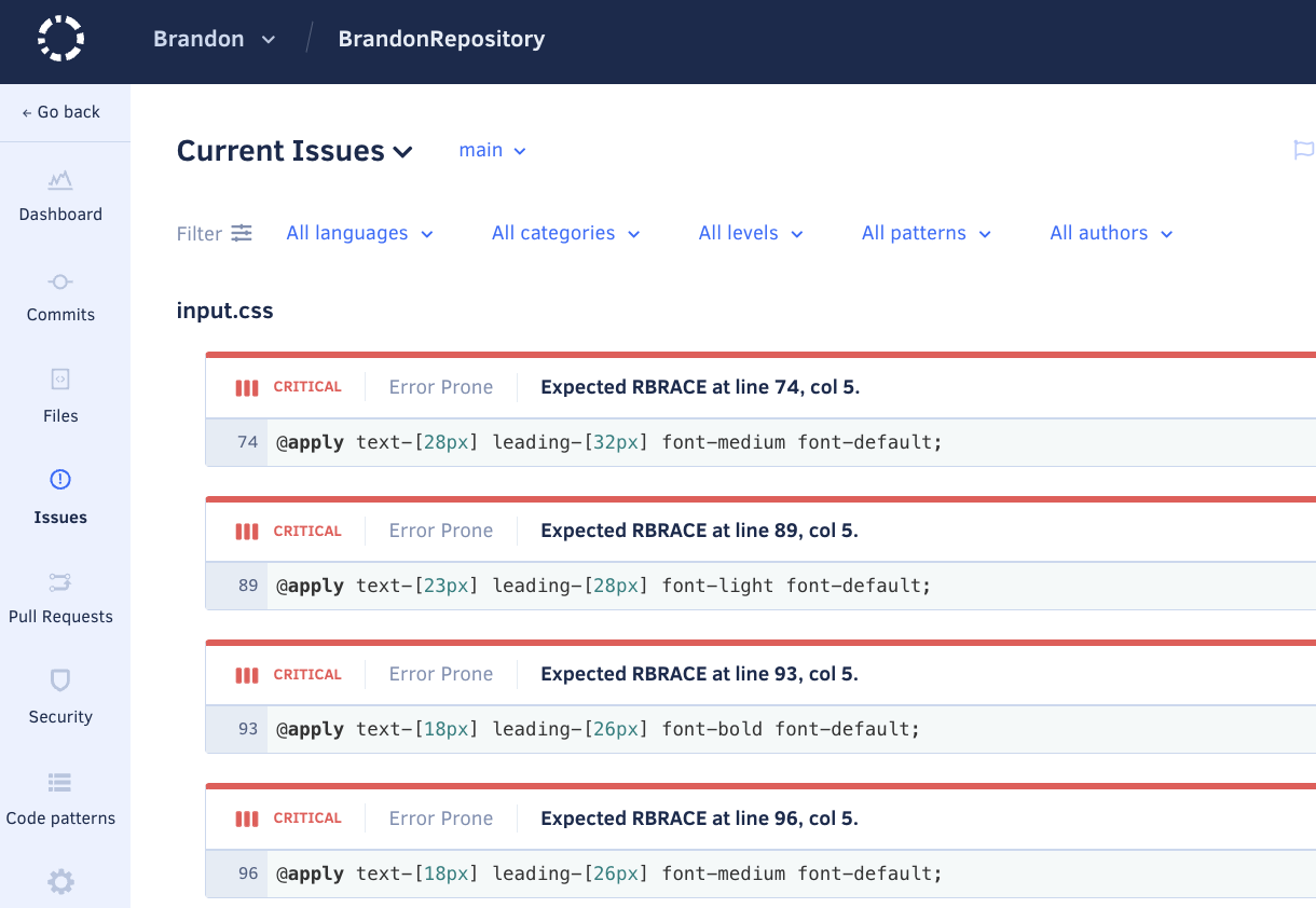 Github Apps 2 Текущие проблемы Codacy