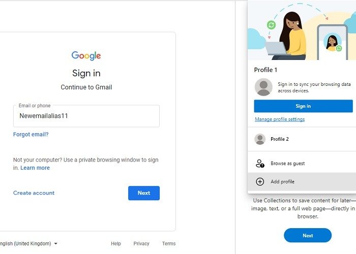 Gmail Множественное управление профилем браузера Edge Gmail