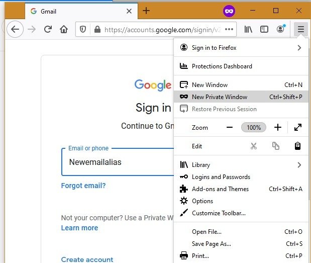 Gmail Множественное управление личным окном Firefox