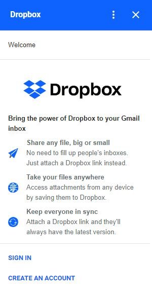 Gmail-Dropbox-первый раз