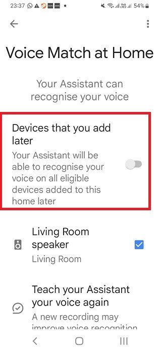 Голосовое управление отключено в Google Assistant в приложении Google Home для динамика Nest.