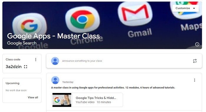 Класс Google Classroom загружен