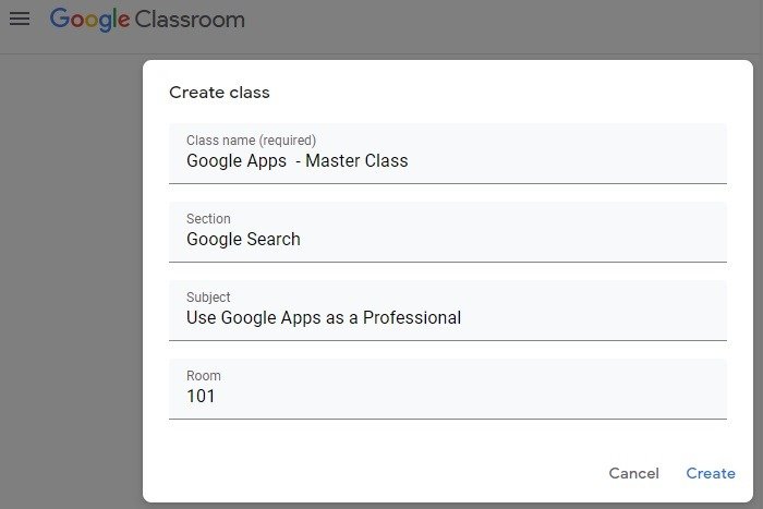 Пример создания класса в Google Classroom