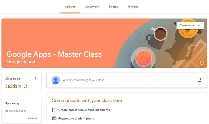 Главный экран Google Classroom