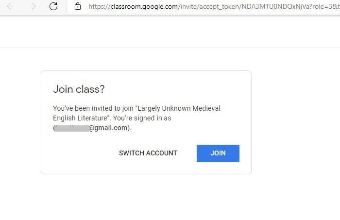 Приглашение присоединиться к Google Classroom