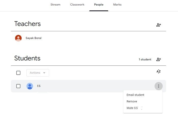 Частный комментарий Google Classroom Студент