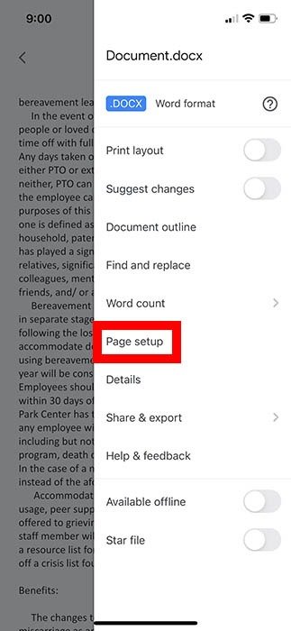 Настройка полей Google Doc Margins для iOS