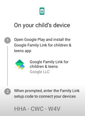 Код настройки Google Family Link