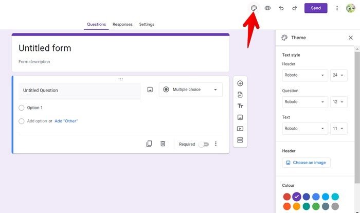 Google Формы Настроить цвет