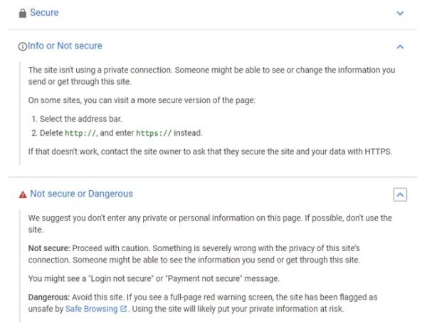 google-info-page-not-secure-sites