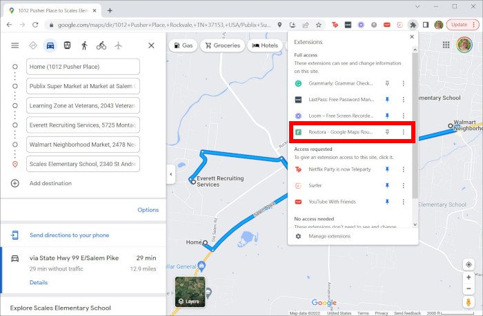 Расширения Google Maps Routora Select