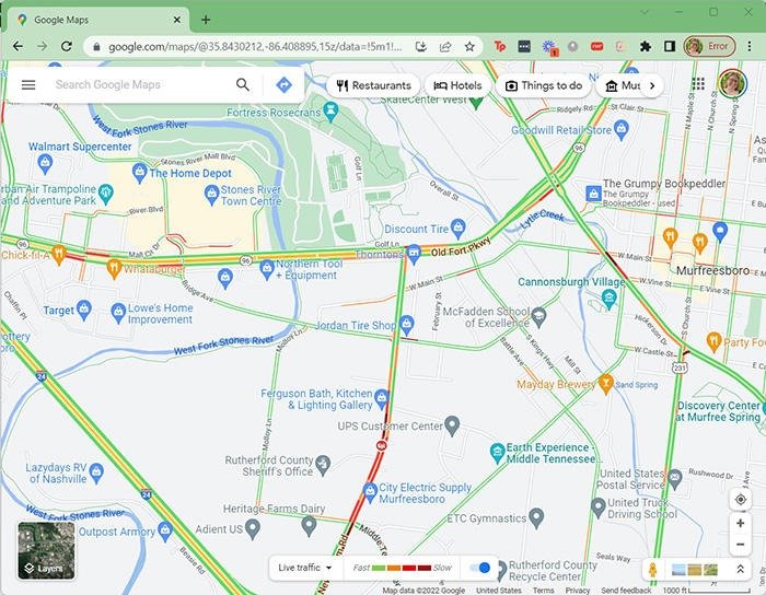 Google Maps Traffic Отображение пробок