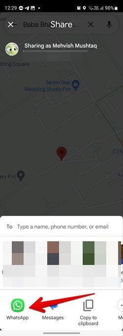 Google Maps Whatsapp Отправить местоположение Контакт