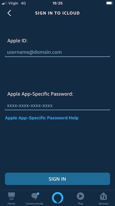 Войдите в свою учетную запись iCloud, используя пароль для конкретного приложения, который вы создали на предыдущем шаге.