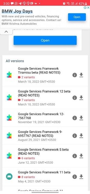 Android-номер Google Play Services Framework