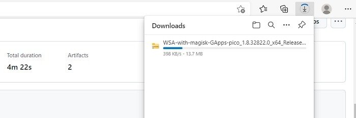 Ход загрузки Magisk Gapps в Google Play для Windows 11