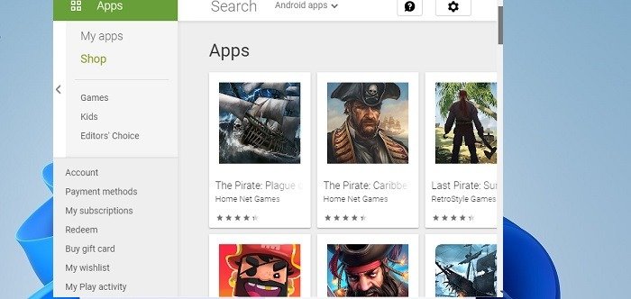 Google Play Windows11 работает