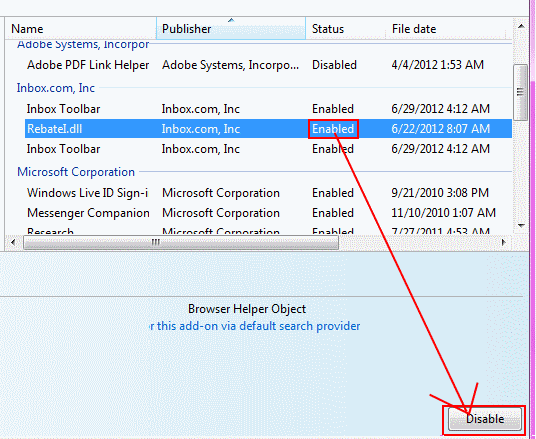 IE9-Управление надстройками