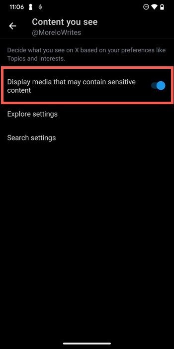 Включен переключатель чувствительных мультимедиа в Twitter для мобильных устройств