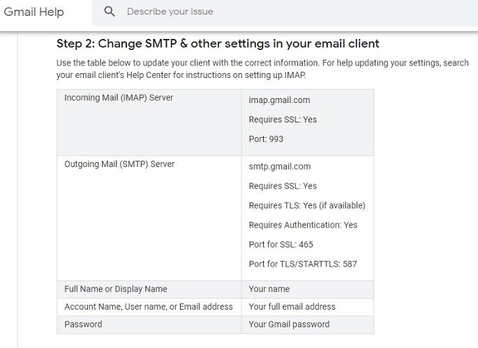 Подробности Imap Smtp в Gmail для почтового клиента