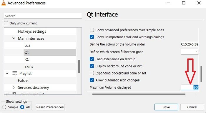 Увеличение максимальной громкости Windows Vlc Qt Interface Max Volume