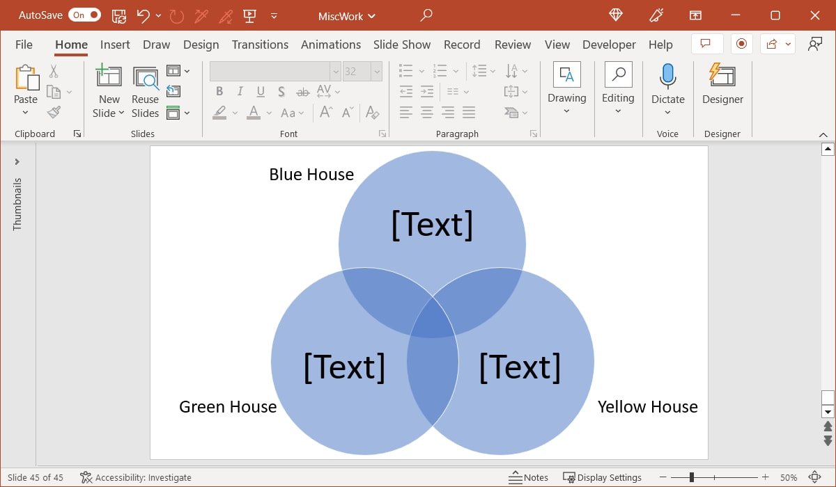 Вставленные метки текстовых полей в PowerPoint