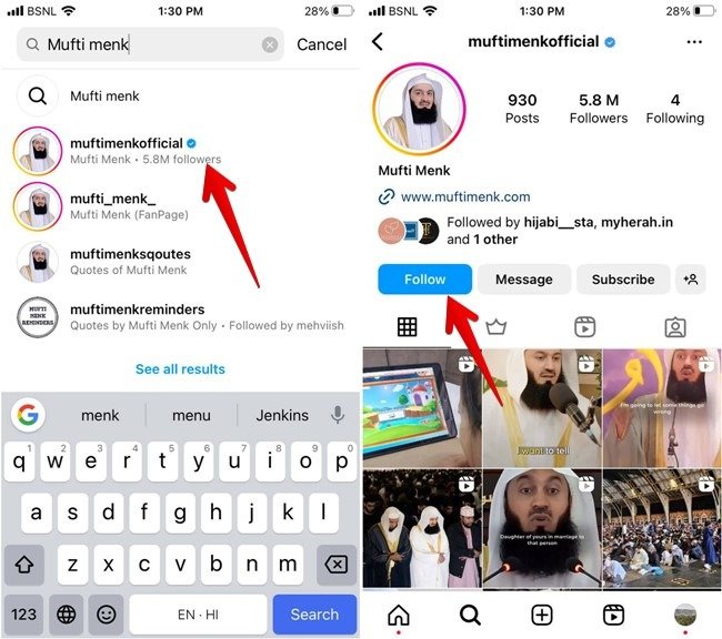 Instagram Поиск людей, которых можно добавить