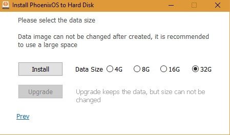Установите жесткий диск Phoenix Os 32g