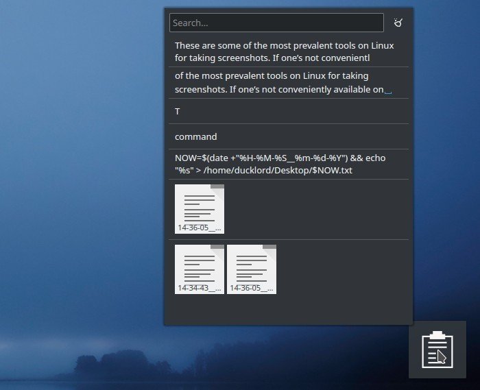 Виджет буфера обмена Kde Список буфера обмена текстовых заметок