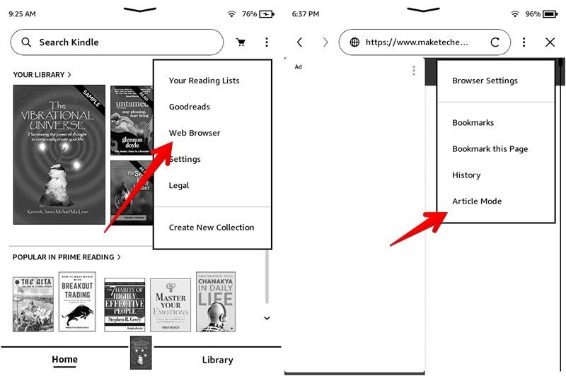 Kindle Советы Советы Режим статей в браузере