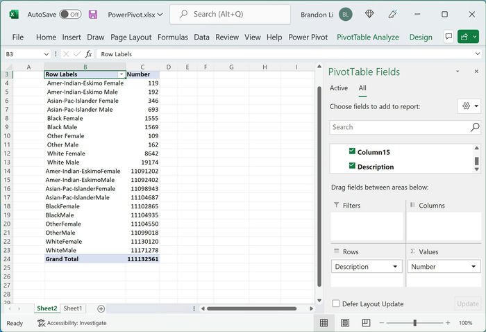 Большие файлы Поля Excel Power Pivot