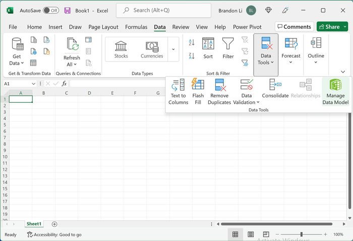 Лента Excel для больших файлов Перейти к Power Pivot