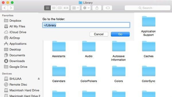 Папка Library-OS X-Go-To-Folder