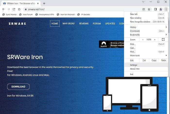 Легкие браузеры Windows Srware Iron Fast