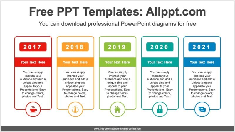 Шаблон временной шкалы строковых текстовых полей для PowerPoint