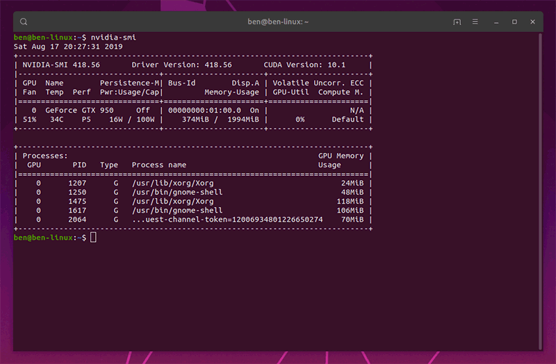 Linux графический процессор Nvidia Smi