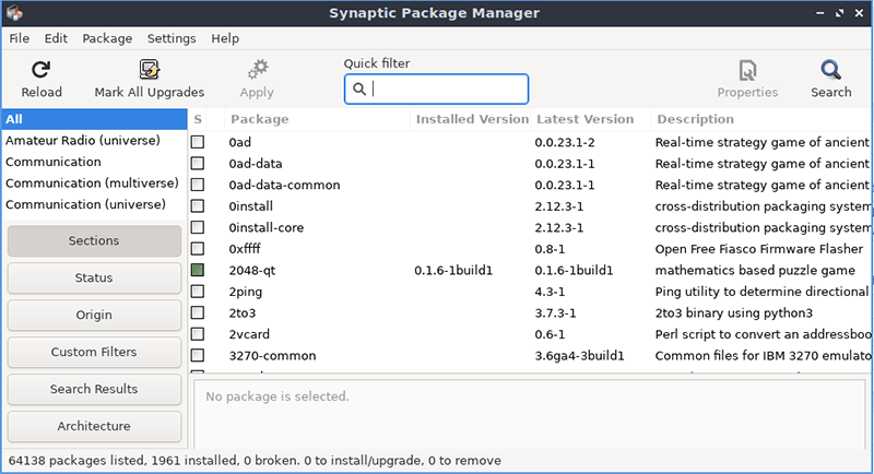 Пакеты Linux Synaptic