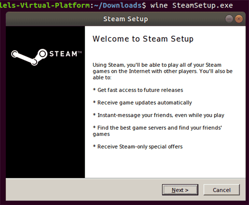 Установщик Linux Wine Steam