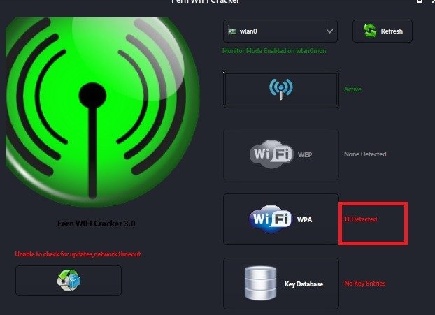 Список инструментов проникновения Kali Linux Fern Wi Fi Cracker1