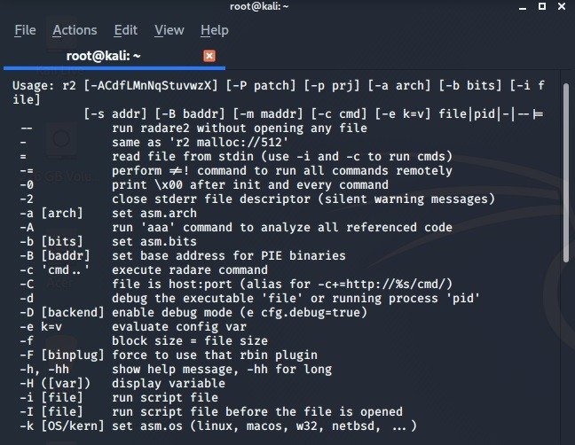 Список инструментов проникновения Kali Linux Radare