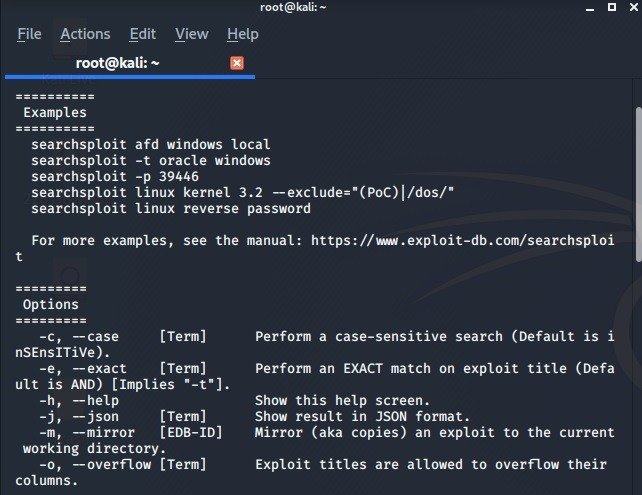 Список инструментов проникновения Kali Linux Searchsploit