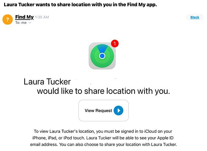 Передача местоположения iOS по электронной почте