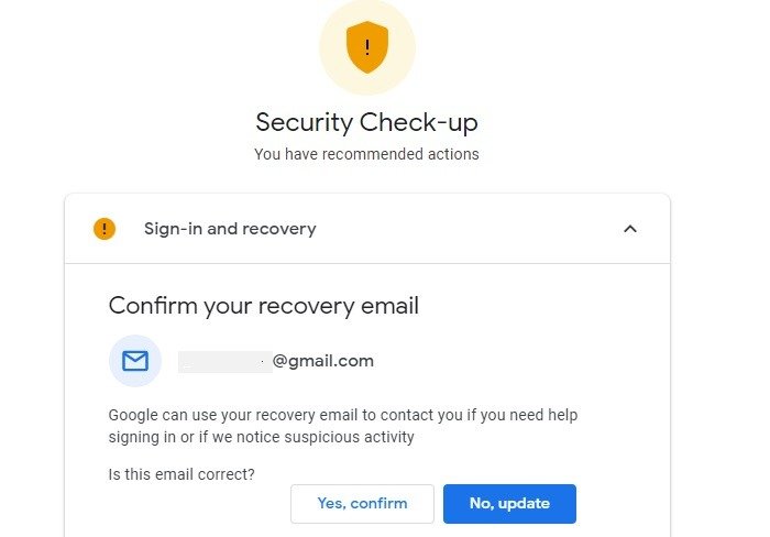 Рекомендуемые действия при проверке безопасности заблокированного Google Recovery